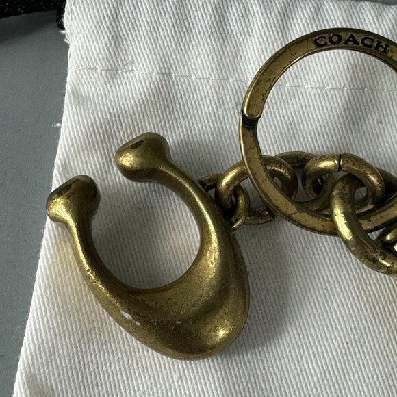 Coach Solid Signature C Bag Charm Keychain Key Fob 1635 Brass Gold - Picture 5 of 9